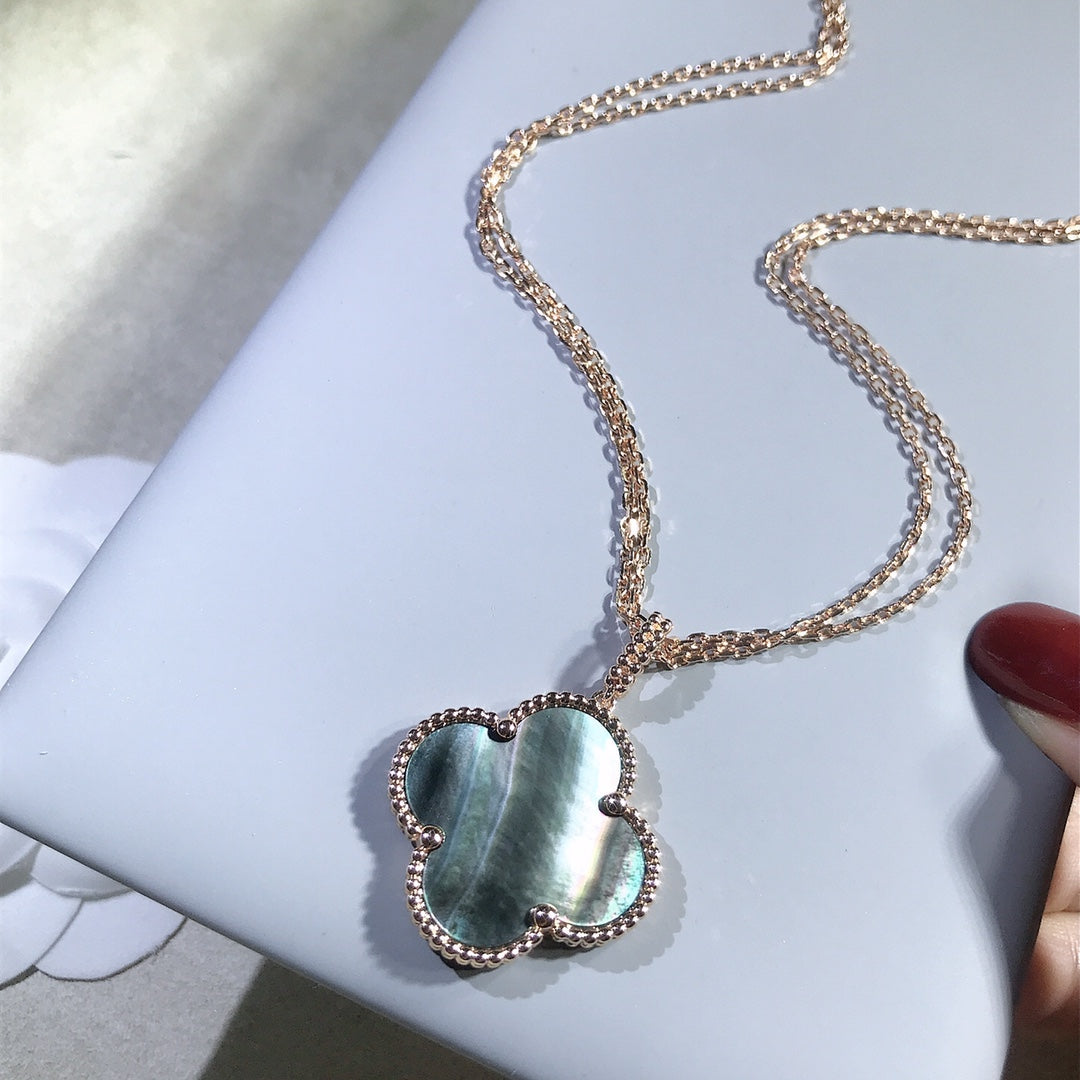 [Marin]CLOVER 25MM GOLD DARK MOP BIG CLOVER NECKLACE