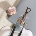 [Marin]BOUCLES D'OREILLES CLOVER MEDIUM 1 MOTIFS NŒUD PAPILLON ROSE DIAMANT