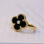 [Marin]CLOVER ONYX RING GOLD DIAMOND