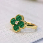 [Marin]CLOVER MALACHITE RING GOLD DIAMOND