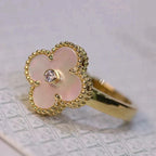 [Marin]CLOVER PINK MOP RING GOLD DIAMOND