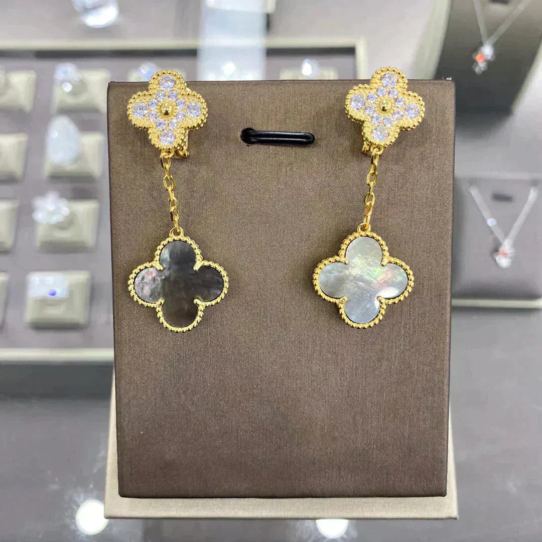 [Marin]BOUCLES D'OREILLES CLOVER 2 MOTIFS DIAMANT (CHOIX MULTIPLES)ç´