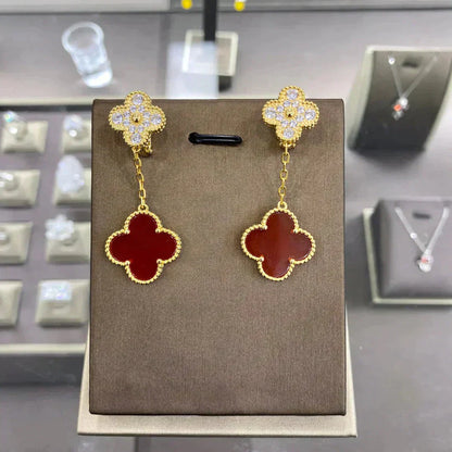 [Marin-Jewelry]CLOVER  2 MOTIFS  DIAMOND  EARRINGS (MULTIPLE CHOICESç´