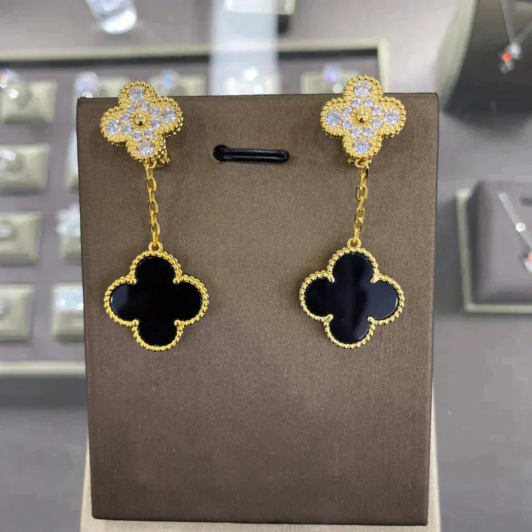 [Marin]BOUCLES D'OREILLES CLOVER 2 MOTIFS DIAMANT (CHOIX MULTIPLES)ç´