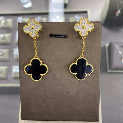 [Marin-Jewelry]CLOVER  2 MOTIFS  DIAMOND  EARRINGS (MULTIPLE CHOICESç´