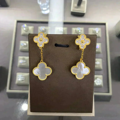 [Marin]CLOVER  2 MOTIFS  DIAMOND  EARRINGS (MULTIPLE CHOICESç´