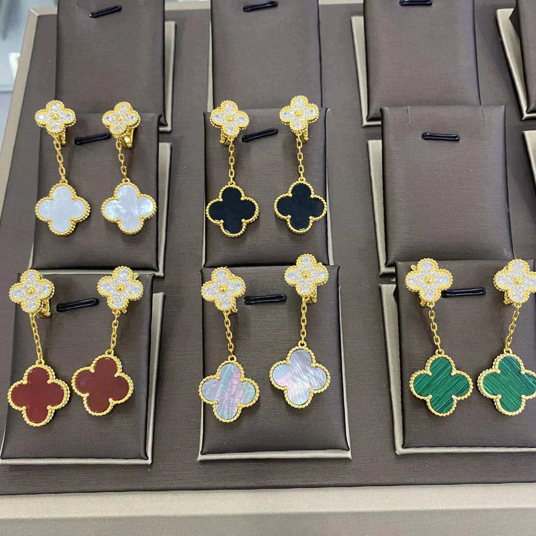 [Marin]BOUCLES D'OREILLES CLOVER 2 MOTIFS DIAMANT (CHOIX MULTIPLES)ç´