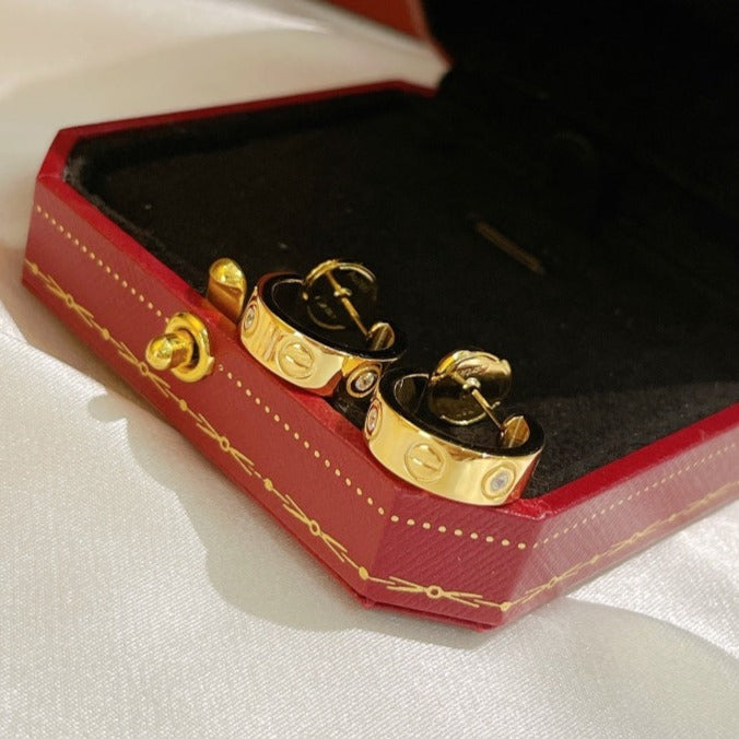 [Marin-Jewelry]LOVE EARRINGS 5.7MM 2 DIAMONDS