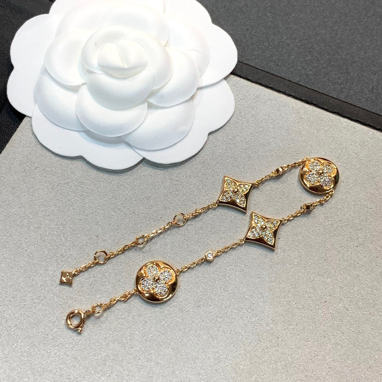 [Marin-Jewelry]STAR AND SUN 4 MOTIFS GOLD DIAMONDS BRACELET