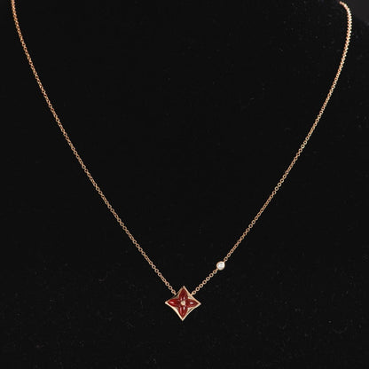[Marin-Jewelry]STAR NECKLACE PINK GOLD 1 DIAMOND