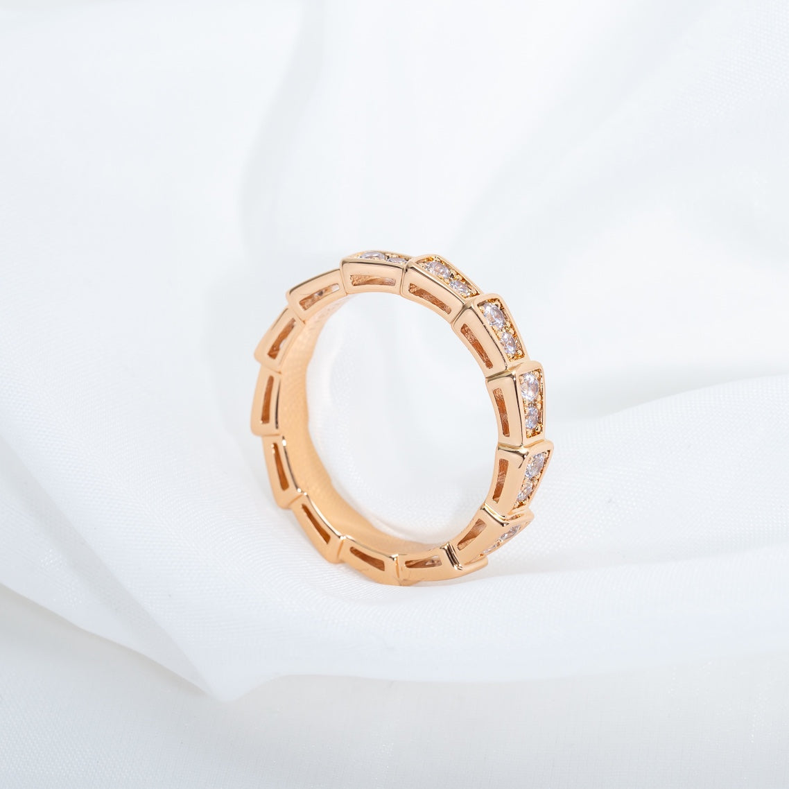 [Marin]SERPENTI RING PINK GOLD DIAMOND PAVED 3MM