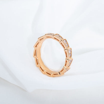 [Marin]SERPENTI RING PINK GOLD DIAMOND PAVED 3MM