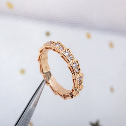 [Marin]SERPENTI RING PINK GOLD DIAMOND PAVED 3MM