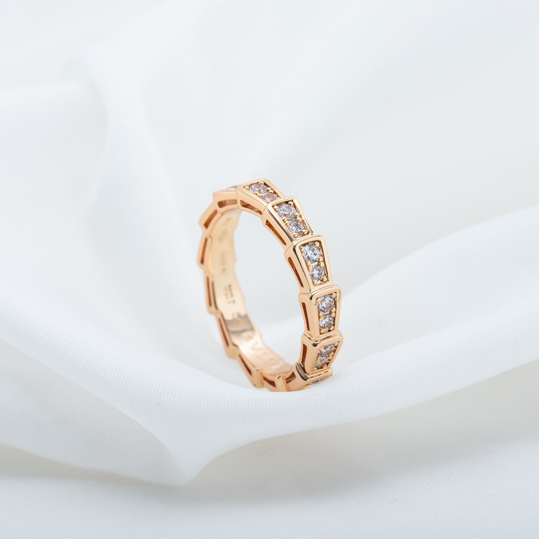 [Marin]SERPENTI RING PINK GOLD DIAMOND PAVED 3MM