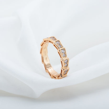 [Marin]SERPENTI RING PINK GOLD DIAMOND PAVED 3MM