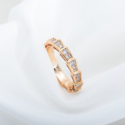 [Marin]SERPENTI RING PINK GOLD DIAMOND PAVED 3MM