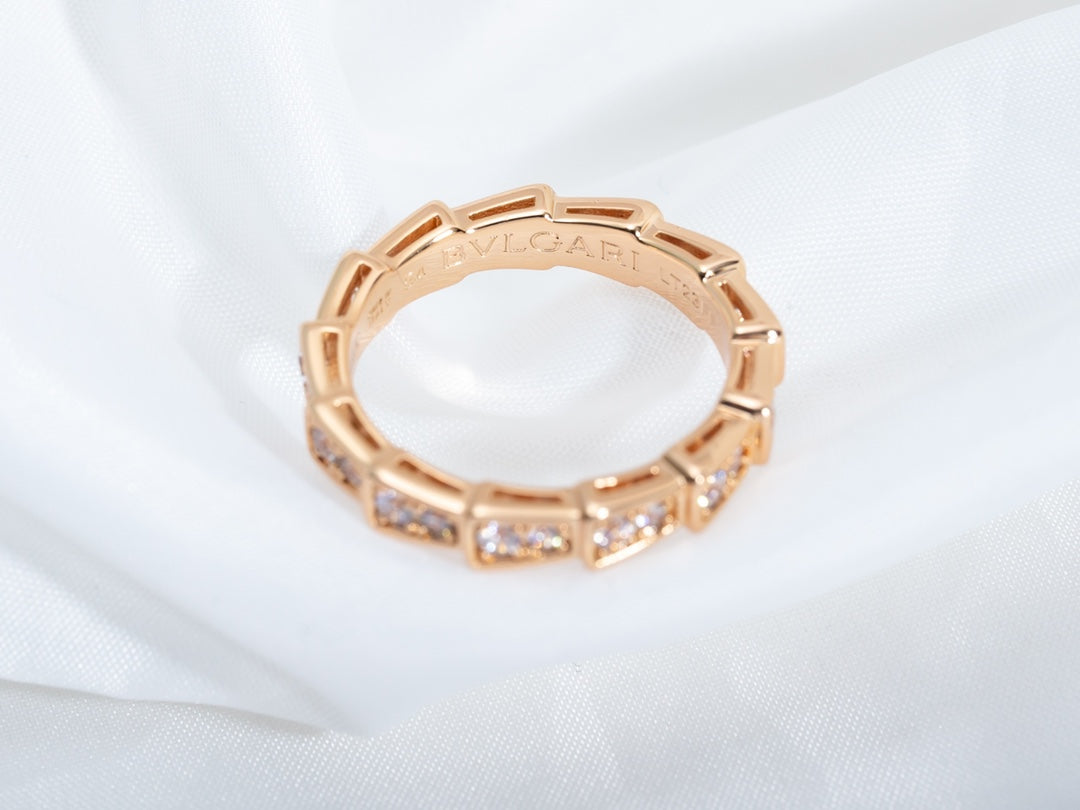 [Marin]SERPENTI RING PINK GOLD DIAMOND PAVED 3MM