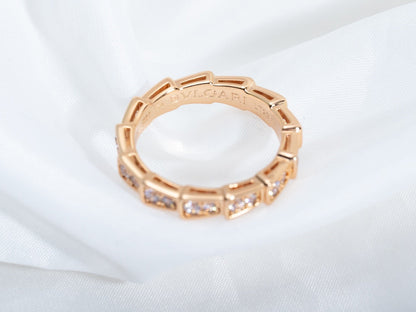 [Marin]SERPENTI RING PINK GOLD DIAMOND PAVED 3MM