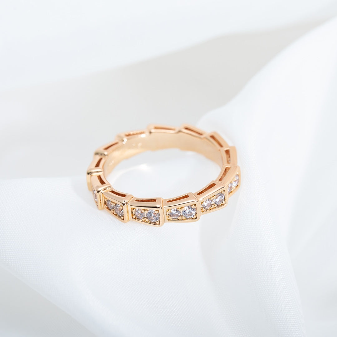 [Marin]SERPENTI RING PINK GOLD DIAMOND PAVED 3MM