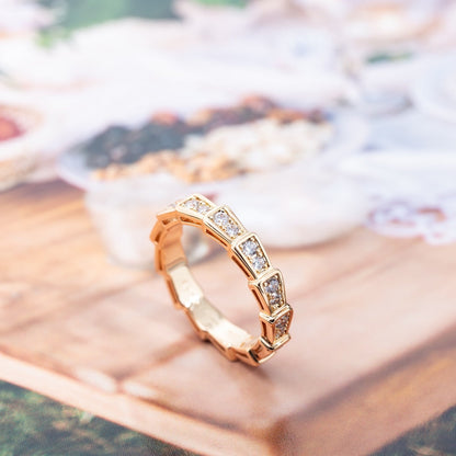 [Marin]SERPENTI RING PINK GOLD DIAMOND PAVED 3MM