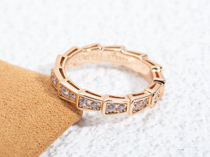 [Marin]SERPENTI RING PINK GOLD DIAMOND PAVED 3MM
