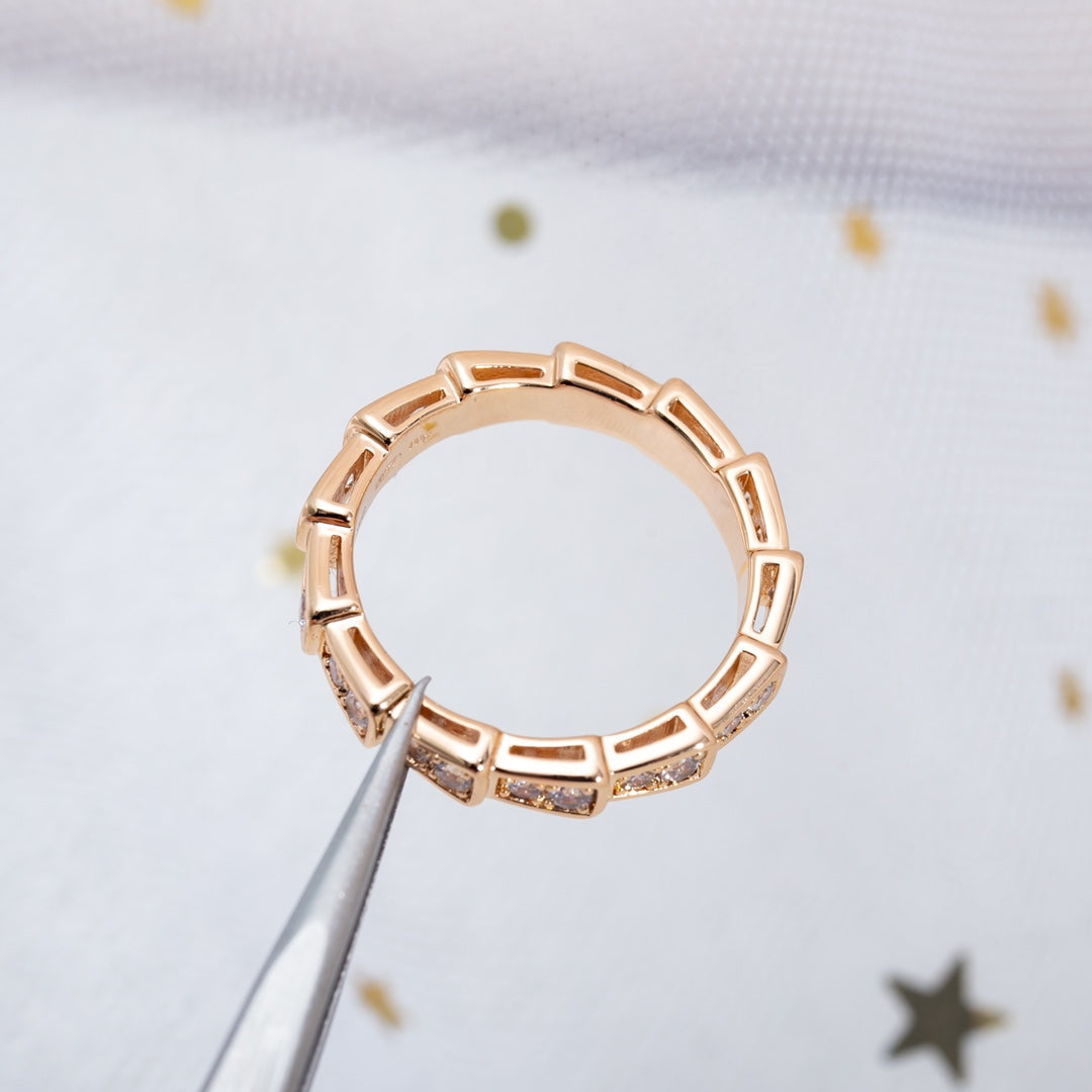 [Marin]SERPENTI RING PINK GOLD DIAMOND PAVED 3MM