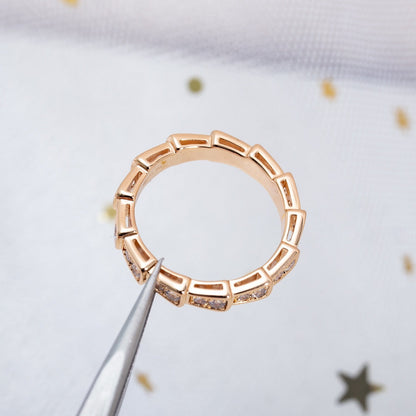 [Marin]SERPENTI RING PINK GOLD DIAMOND PAVED 3MM