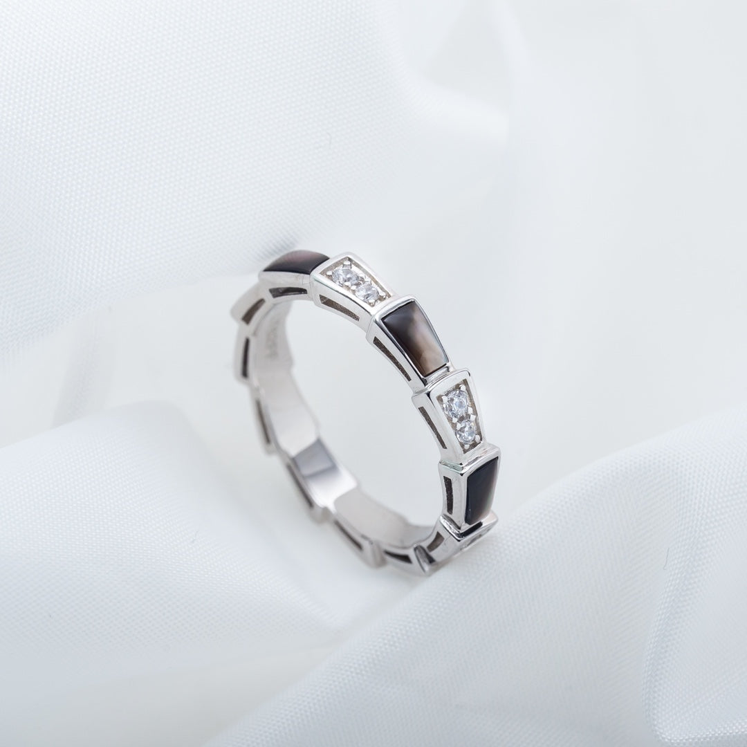 [Marin]SERPENTI RING SILVER  DIAMOND BLACK MOP 3MM