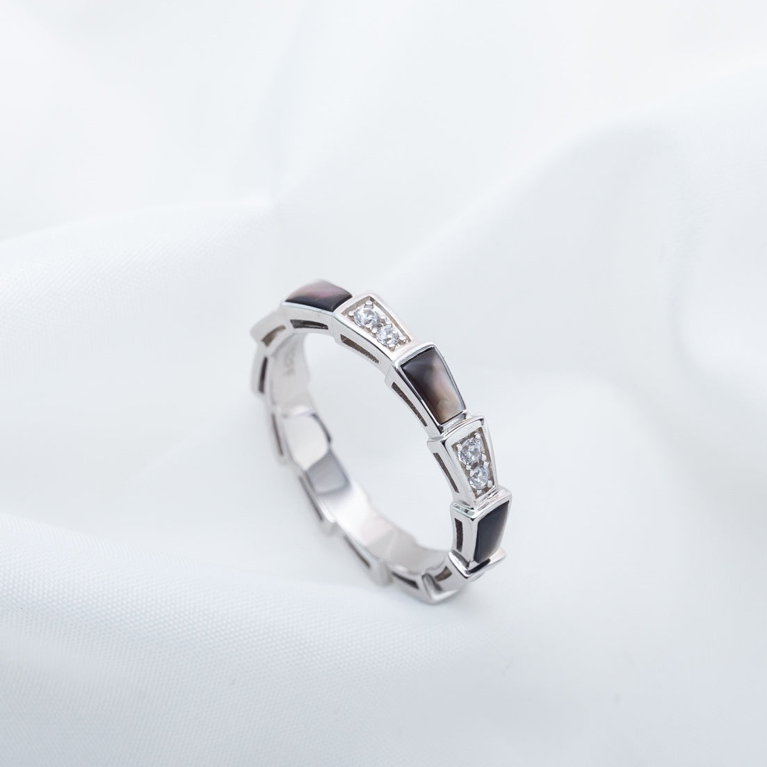 [Marin]SERPENTI RING SILVER  DIAMOND BLACK MOP 3MM