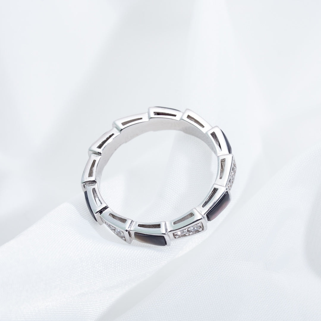 [Marin]SERPENTI RING SILVER  DIAMOND BLACK MOP 3MM