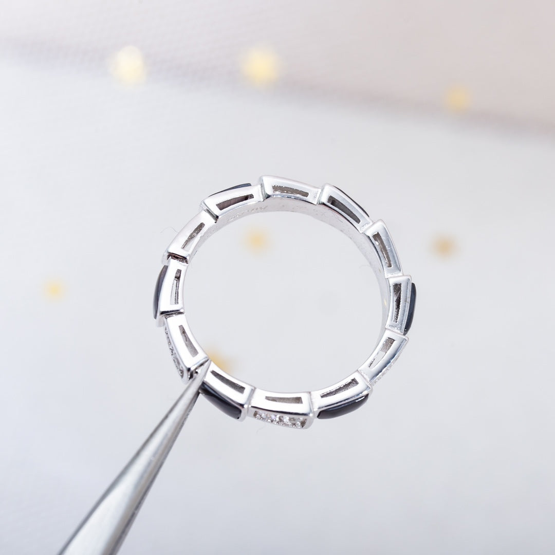 [Marin]SERPENTI RING SILVER  DIAMOND BLACK MOP 3MM