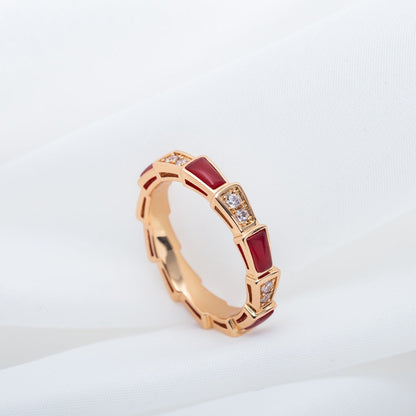 [Marin]SERPENTI RING PINK GOLD CARNELIAN DIAMOND 3MM