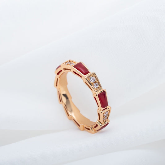 [Marin]SERPENTI RING PINK GOLD CARNELIAN DIAMOND 3MM