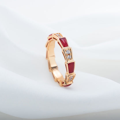 [Marin]SERPENTI RING PINK GOLD CARNELIAN DIAMOND 3MM