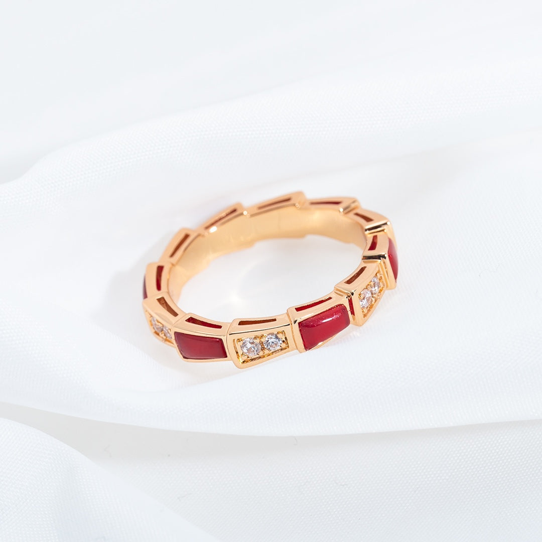 [Marin]SERPENTI RING PINK GOLD CARNELIAN DIAMOND 3MM