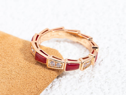 [Marin]SERPENTI RING PINK GOLD CARNELIAN DIAMOND 3MM
