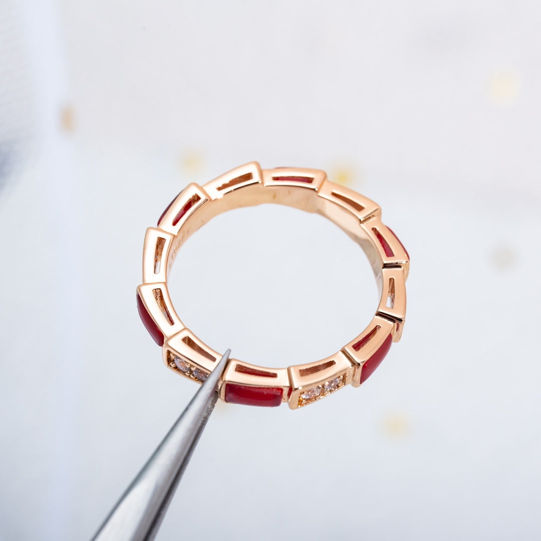 [Marin]SERPENTI RING PINK GOLD CARNELIAN DIAMOND 3MM