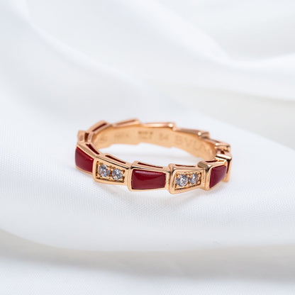 [Marin]SERPENTI RING PINK GOLD CARNELIAN DIAMOND 3MM