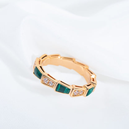 [Marin]SERPENTI RING PINK GOLD MALACHITE DIAMOND 3MM