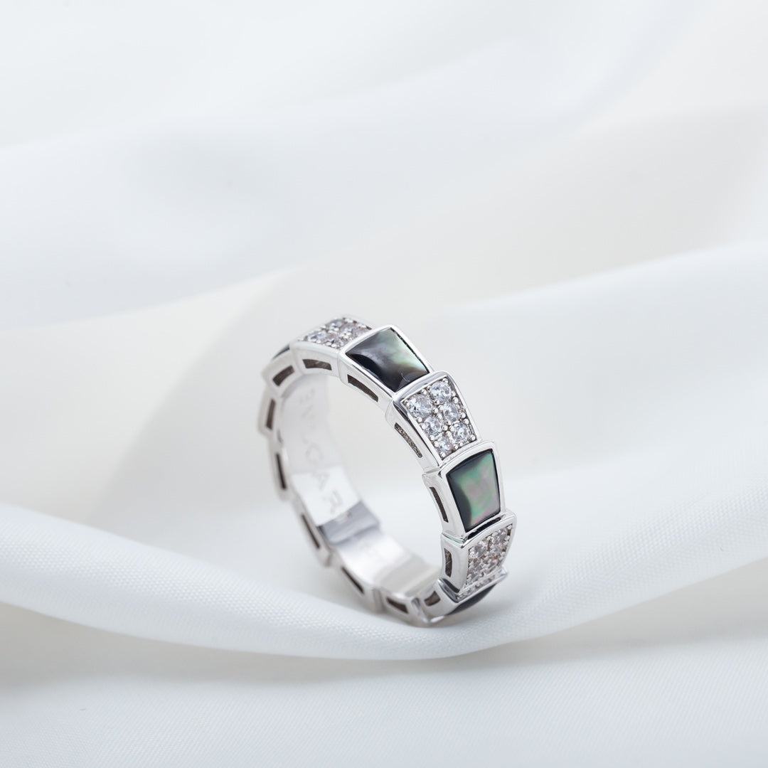 [Marin]SERPENTI RING SILVER DIAMOND BLACK MOP 4MM