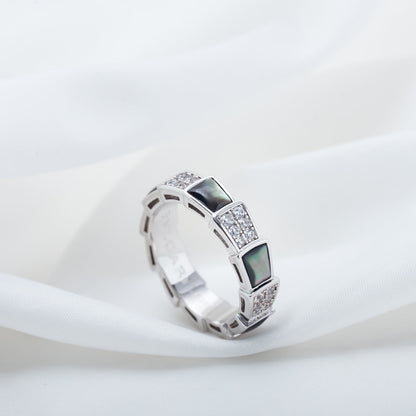 [Marin]SERPENTI RING SILVER DIAMOND BLACK MOP 4MM