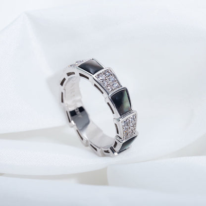 [Marin]SERPENTI RING SILVER DIAMOND BLACK MOP 4MM
