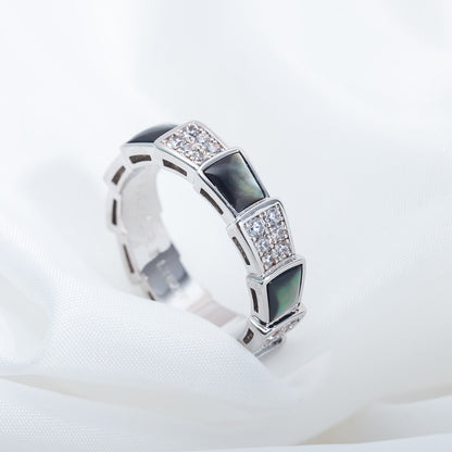 [Marin]SERPENTI RING SILVER DIAMOND BLACK MOP 4MM