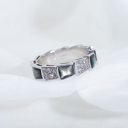 [Marin]SERPENTI RING SILVER DIAMOND BLACK MOP 4MM