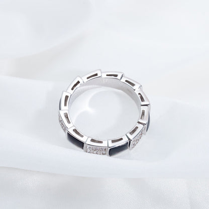 [Marin]SERPENTI RING SILVER DIAMOND BLACK MOP 4MM
