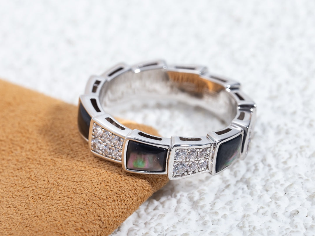 [Marin]SERPENTI RING SILVER DIAMOND BLACK MOP 4MM