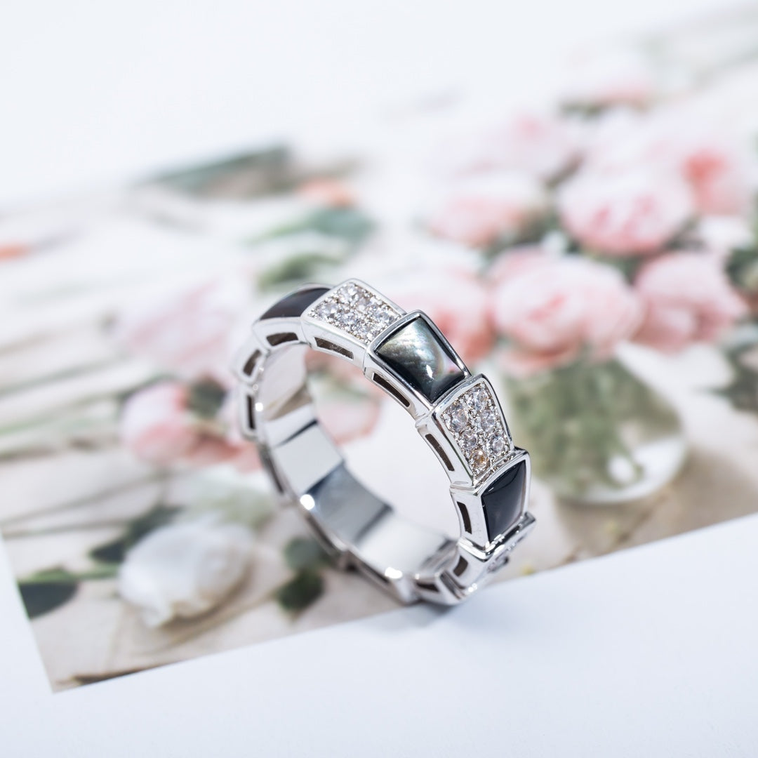 [Marin]SERPENTI RING SILVER DIAMOND BLACK MOP 4MM