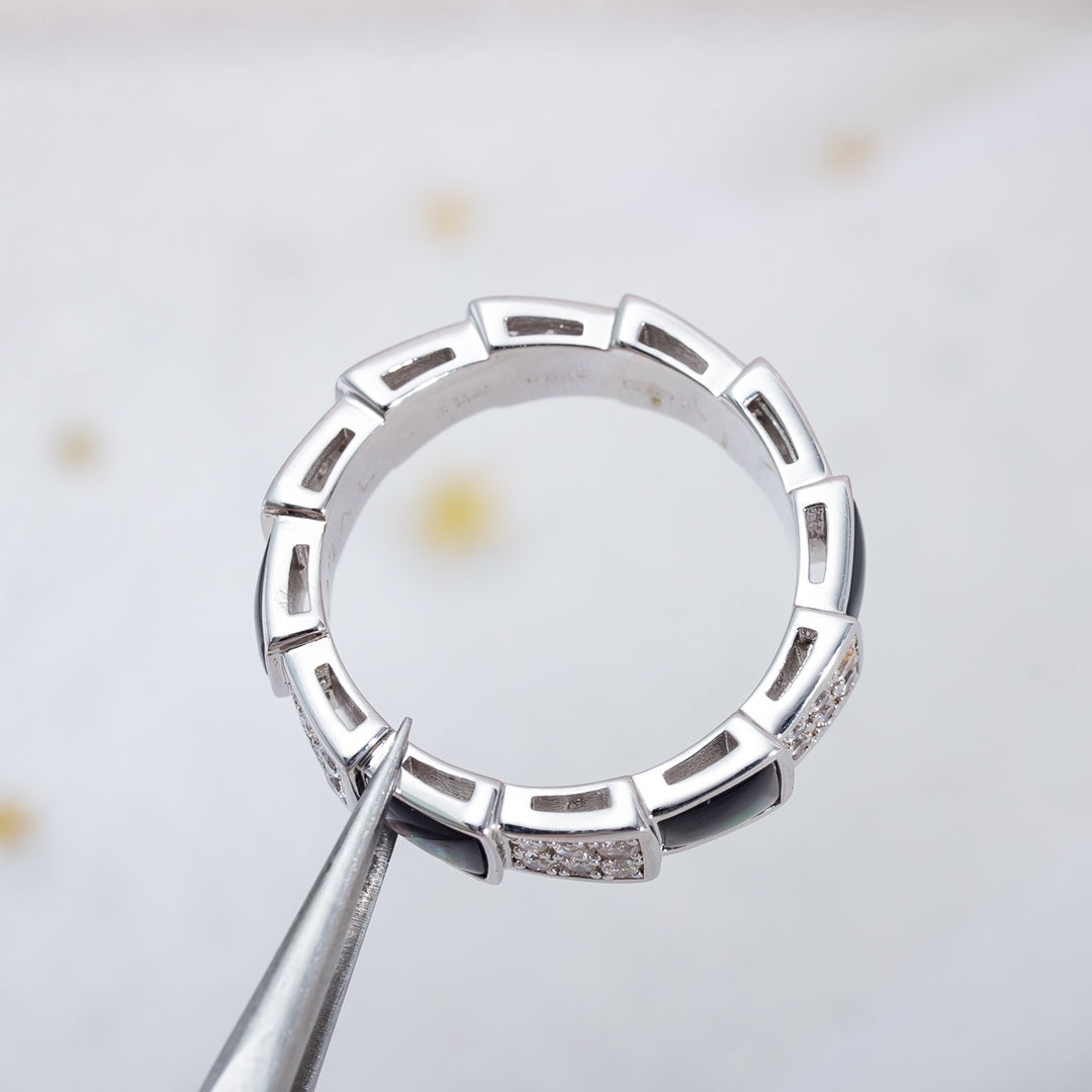 [Marin]SERPENTI RING SILVER DIAMOND BLACK MOP 4MM