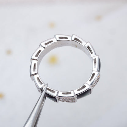 [Marin]SERPENTI RING SILVER DIAMOND BLACK MOP 4MM