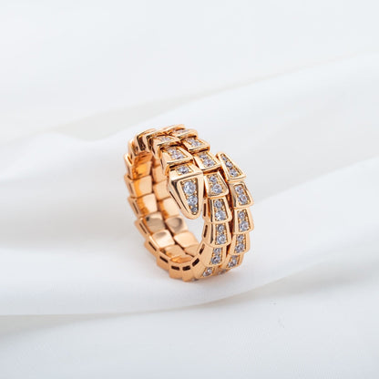 [Marin]SERPENTI RING PINK GOLD DIAMOND DOUBLE ROW
